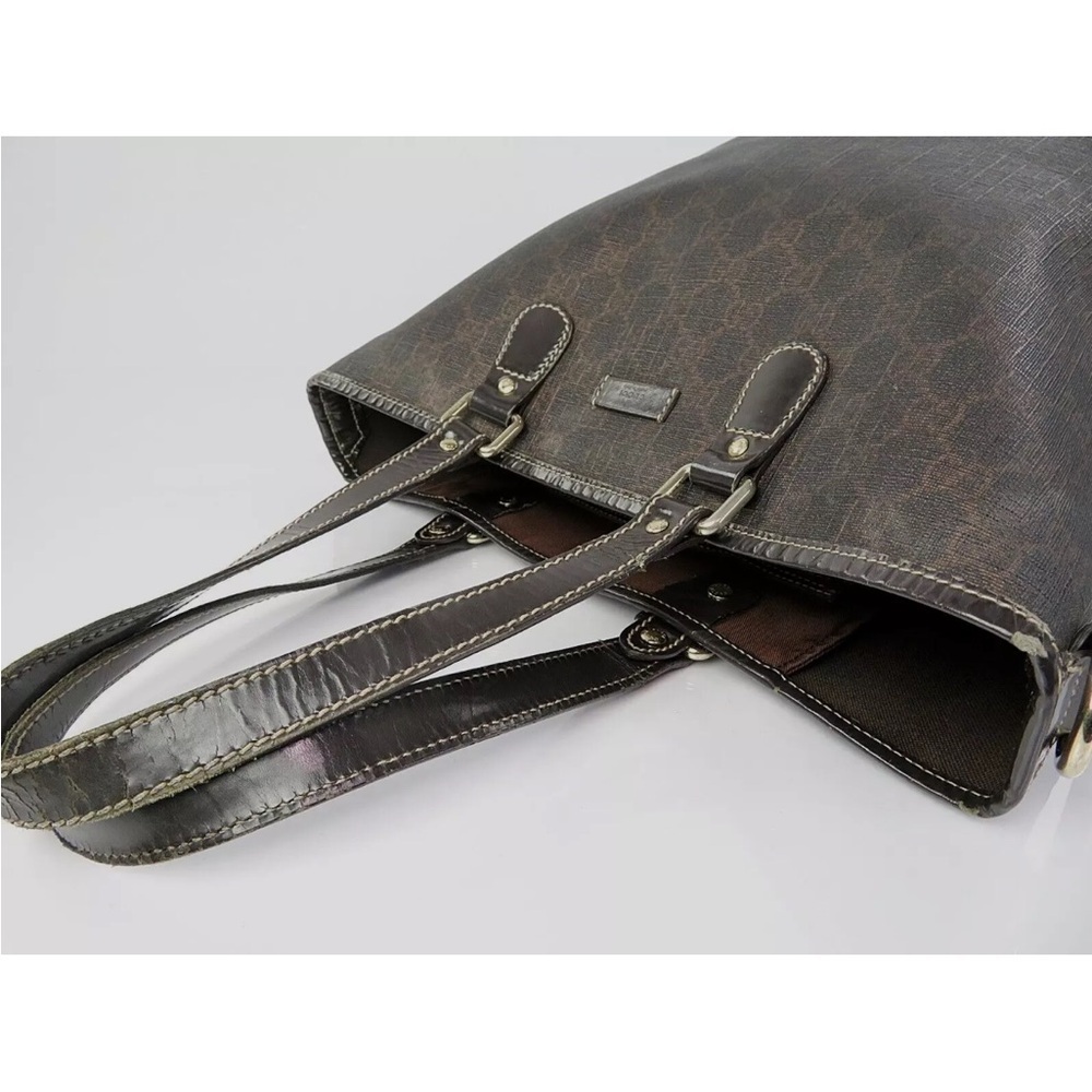 Gucci Supreme pvc coated canvas and leather tote bag deep brown - Picture 10 of 15